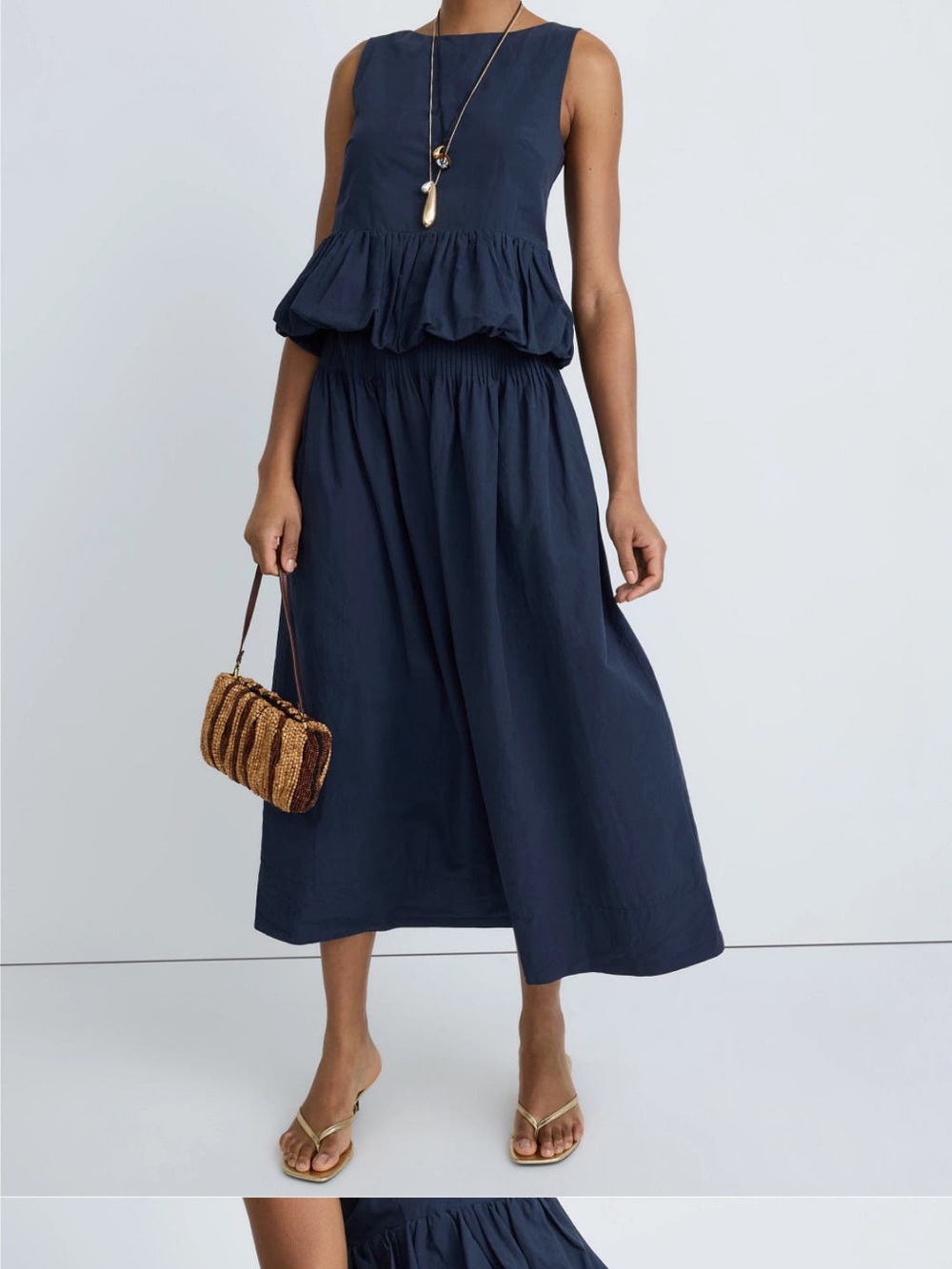 Onia Navy Peplum Maxi Skirt and Top Set